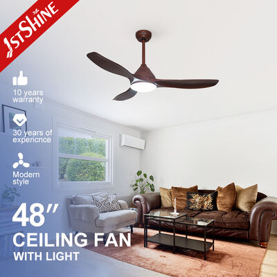 Good price 48in Plastic LED Ceiling Fan 220V 50HZ With Wood Grain Blades online