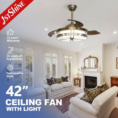 Good price Decorative Retractable Ceiling Fan Light AC Motor Acrylic Blades online